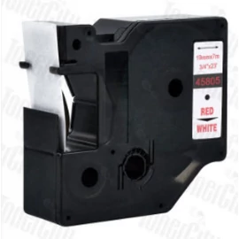 Utángyártott DYMO D1 45805 19mm x 7m fehér-piros #S0720850