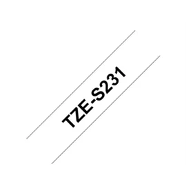 BROTHER szalag TZe-S231, Fehér alapon Fekete, Erős tapadású, 12mm  0.47", 8 méter
