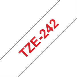 BROTHER szalag TZe-242, Fehér alapon Piros, Laminált, 18mm  0.7", 8 méter