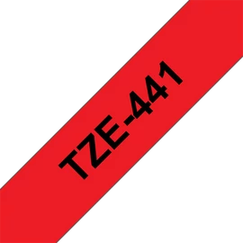 BROTHER szalag TZe-441, Piros alapon Fekete, Laminált, 18mm  0.7", 8 méter