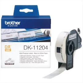 BROTHER Etikett címke DK-11204, 17mm x 54mm, Elővágott (stancolt), Fehér alapon fekete, 400 db