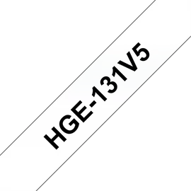 BROTHER szalag HGe-131, Átlátszó alapon Fekete, Nagy sebességű, 12mm  0.47", 8 méter, 5db/csomag