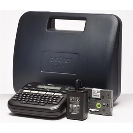 BROTHER Címkenyomtató PT-D210VP, asztali, QWERTY billentyűzet, TZ tapes 3,5-12 mm, grafikus kijelző, hordtáska