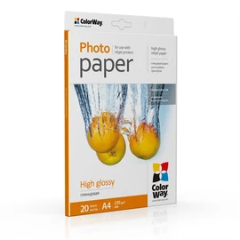COLORWAY Fotópapír, magasfényű (high glossy), 230 g/m2, A4, 20 lap
