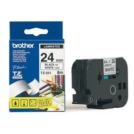 Brother TZE-251 laminált P-touch szalag (24mm) Black on White - 8m címkenyomtató szalag