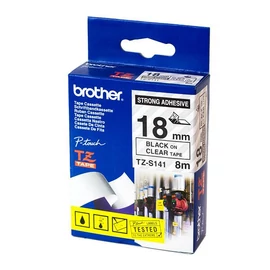 Brother TZE-S141 laminált P-touch szalag (18mm) Black on Clear - 8m címkenyomtató szalag