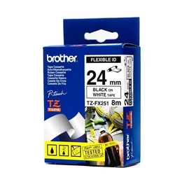 Brother TZE-FX251 laminált P-touch felxibilis szalag (24mm) Black on White - 8m címkenyomtató szalag