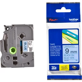 Brother TZE-521 laminált P-touch szalag (9mm) Black on Blue - 8m címkenyomtató szalag