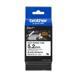 Brother HSE-211E Heat Shrink Tube Tape Cassette 5,2mm Black on White címkenyomtató szalag