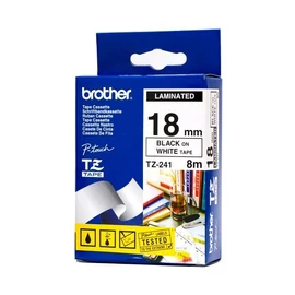 Brother TZE-241 laminált P-touch szalag (18mm) Black on White - 8m címkenyomtató szalag