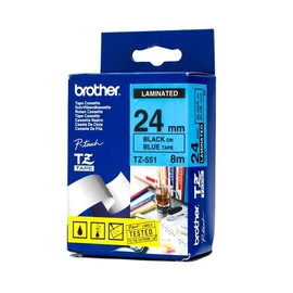 Brother TZE-551 laminált P-touch szalag (24mm) Black on Blue - 8m címkenyomtató szalag