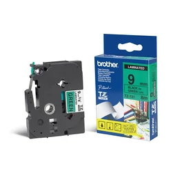 Brother TZE-721 laminált P-touch szalag (9mm) Black on Green - 8m címkenyomtató szalag