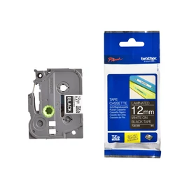 Brother TZE-335 laminált nyomtatószalag (12mm) White on Black - 8m címkenyomtató szalag