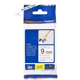 Brother TZE-FX221 laminált P-touch szalag (9mm) Black on White - 8m címkenyomtató szalag