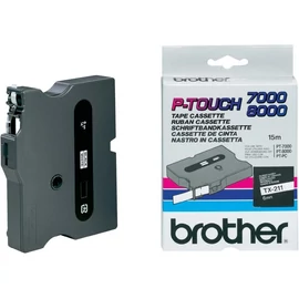 Brother TX-211 Laminált P-touch szalag (6mm) Black on White - 15m címkenyomtató szalag