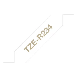 Brother TZe-R234 laminált P-touch flexibilis szövetszalag (12mm) Gold on White - 4m címkenyomtató szalag