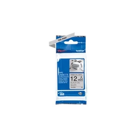 Brother TZe-R931 selyem szövet P-touch szalag (12mm) Black on Silver - 4m címkenyomtató szalag