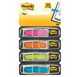 Jelölőcímke, műanyag, 4x24 lap, 11,9x43,2 mm, nyíl, 3M POSTIT, vegyes