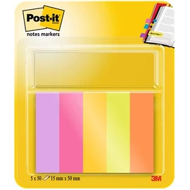 Jelölőcímke, papír, 5x50 lap, 15x50 mm, 3M POSTIT, "Energetic", vegyes színek