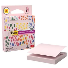Öntapadó jegyzettömb, "Z", adagolóval, 76x76 mm, 90 lap, 3M POSTIT "Super Sticky", pasztell rózsaszín