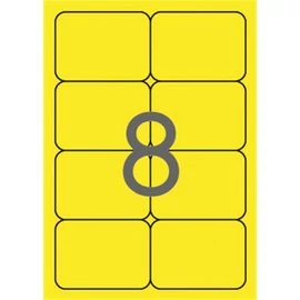 Etikett, 99,1x67,7 mm, színes, kerekített sarkú, APLI, neon sárga, 160 etikett/csomag
