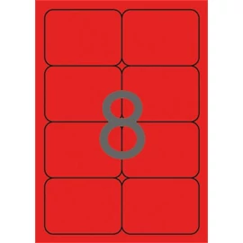 Etikett, 99,1x67,7 mm, színes, kerekített sarkú, APLI, neon piros, 160 etikett/csomag