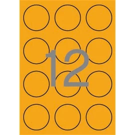 Etikett, 60 mm kör, színes, APLI, neon narancs, 240 etikett/csomag