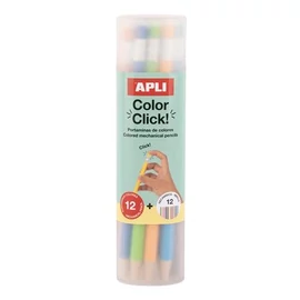 Színes töltőceruza készlet, ceruzatartóban, APLI "Color Click", 12 különböző szín