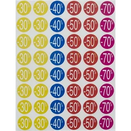 Etikett, árengedmény, 24 mm, kör, színes, APLI, 240 etikett/csomag, -20-50%