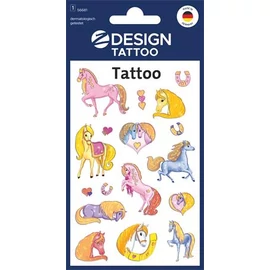 Matrica, tetoválás, 1 ív, 76x120 mm, AVERY ZWECKFORM, "Z-Design No.56681", csillámos lovak