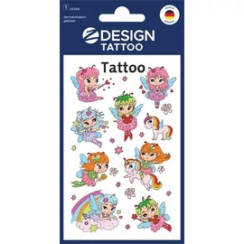 Matrica, tetoválás, 1 ív, 76x120 mm, AVERY ZWECKFORM, "Z-Design No.56768",  tündérlányok és unikornisok