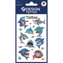 Matrica, tetoválás, 1 ív, 76x120 mm, AVERY ZWECKFORM, "Z-Design No.56770",  cápák