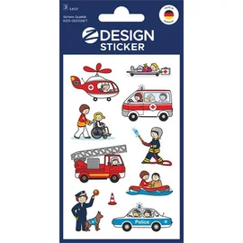 Matrica, papír,  3 ív, 76x120 mm, AVERY ZWECKFORM, "Z-Design No.54137", mentősök, rendőrök, tűzoltók