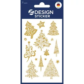 Matrica, papír, 1 ív, 76x120 mm, AVERY ZWECKFORM, "Z-Design No.52273", arany fenyőfák