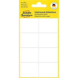 Etikett, 38x29 mm, kézzel írható, lekerekített sarkú, AVERY ZWECKFORM, 40 etikett/csomag