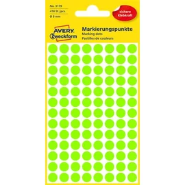 Etikett, 8 mm, kör, AVERY ZWECKFORM, neon zöld, 416 etikett/csomag