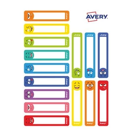 Etikett, tollcímke, 50x10 mm, kézzel írható, AVERY ZWECKFORM, vicces-színes, 30 etikett/csomag