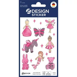 Matrica, papír, 1 ív, 76x120 mm, AVERY ZWECKFORM, "Z-Design No.57391", rózsaszín tündér világ