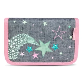 Tolltartó, klapnis, cipzáras, BELMIL "Shine Bright", szürke-rózsaszín, csillagok