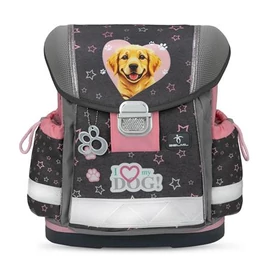 Iskolatáska, fémcsat, BELMIL "Classy Starry Paws", kutya, golden retriever