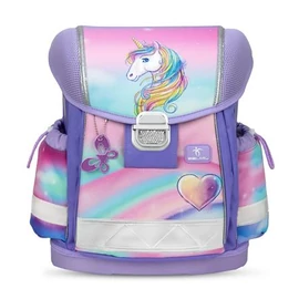 Iskolatáska, fémcsat, BELMIL "Classy Heart of the Rainbow", unikornis