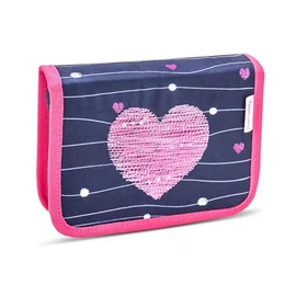 Tolltartó, klapnis, cipzáras, BELMIL "Simple Hearts", rózsaszín szív