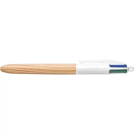 Golyóstoll, 0,32 mm, nyomógombos, négyszínű, BIC "4 Colours Wood Effect"