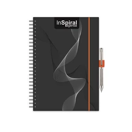 Naptár, tervező, A5, heti, DAYLINER, "InSpiral", fekete-narancs