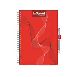 Naptár, tervező, A5, heti, DAYLINER, "InSpiral", piros-piros