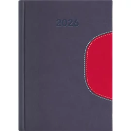 Naptár, tervező, A5, napi, DAYLINER "Memphis", szürke-piros