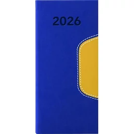 Zsebnaptár, fekvő elrendezésű, DAYLINER, "Memphis", kék-sárga