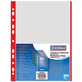Genotherm, lefűzhető, színes szélű, A4, 40 mikron, narancsos felület, DONAU, piros