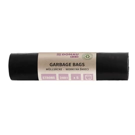 Szemeteszsák, extra erős, 240 l, 5 db, 70 µ, DONAU "Eco", fekete