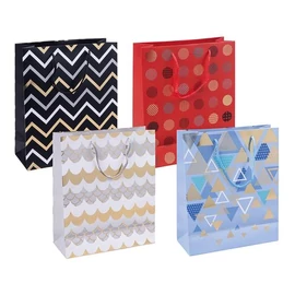 Ajándéktáska, zsinórfüles, 25x30x10 cm, DONAU "Home", vegyes minta